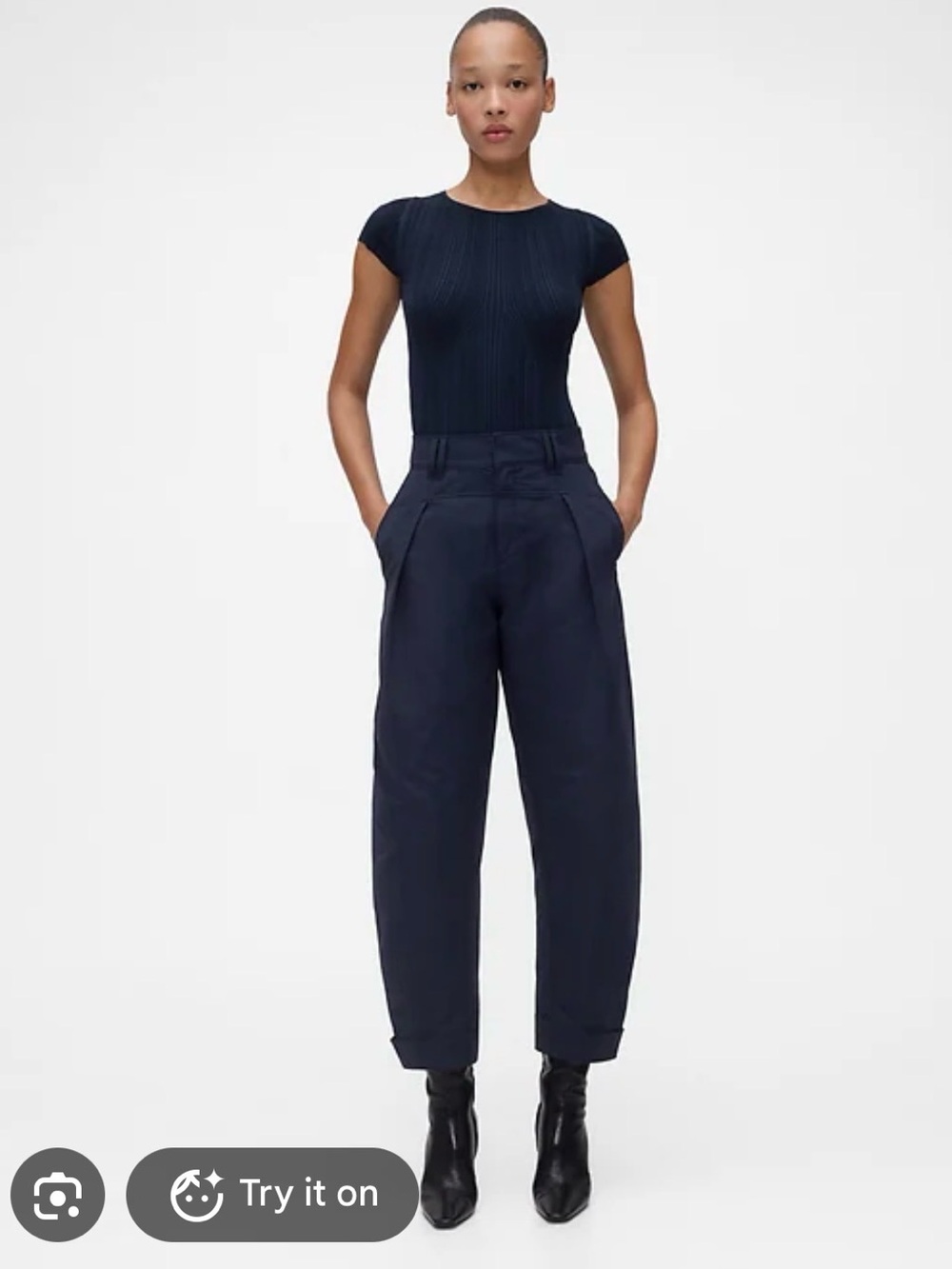 NWT Navy GapStudio High Rise Barrel Trousers